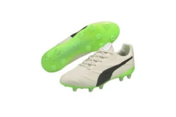 Puma King Platinum 21 VGN FG/AG Voetbalschoen Ivory Glow/zwart/green Glare