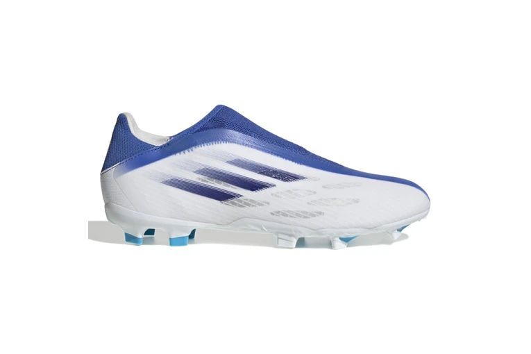 Adidas X Speedflow.3 Veterloze FG Voetbalschoen Wit/blauw 1 Adidas X Speedflow.3 Veterloze FG Voetbalschoen Wit/blauw